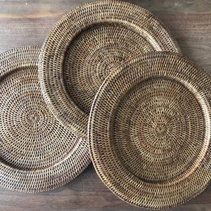 Three Vintage Inspired Wood Chargers